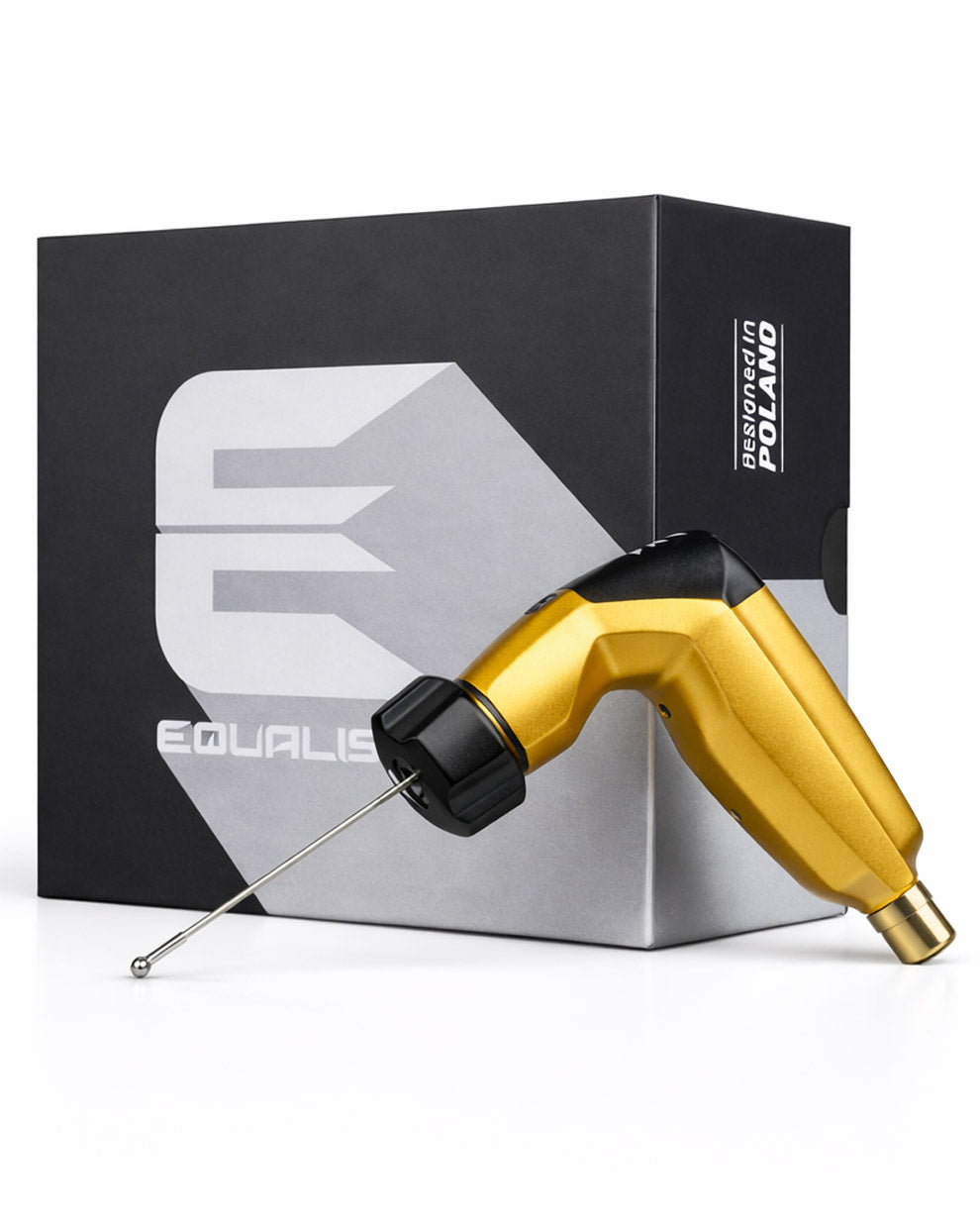 Equaliser rotary tattoo machine in gold finish, high detail studio photography on white background – Coz Tattoo Supplies
