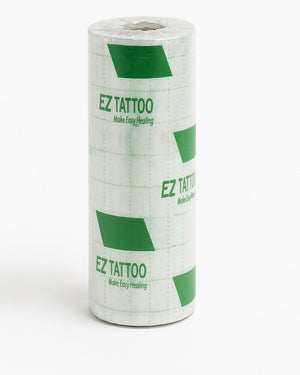 EZ Derm Defender Tattoo Film roll – premium second skin healing wrap for tattoos, size 20cm x 7.5m (8in x 8yd), ideal for aftercare protection.