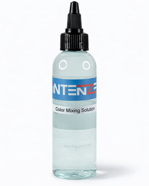 Intenze Color Mixing Solution 4 oz tattoo ink mixing solution on pure white studio background, professional product photo by Coz Tattoo Supplies