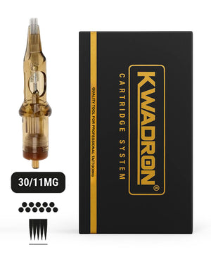 Kwadron 30/11MGLT Magnum L-Taper tattoo cartridge with box on white background
