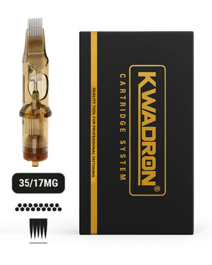Kwadron 35/17MGLT Magnum L-Taper tattoo cartridge with box on white background