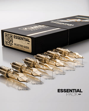 Kwadron soft edge magnum tattoo cartridges close up gold needles lineup essential pack coz tattoo supplies