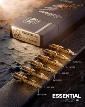 Kwadron soft edge magnum essential pack tattoo cartridges premium display on textured surface coz tattoo supplies