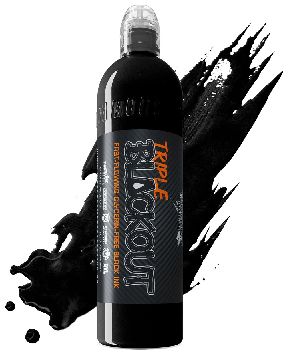 World Famous Triple Blackout tattoo ink bottle 240ml 8oz high volume black tattoo ink for studio use coz tattoo supplies