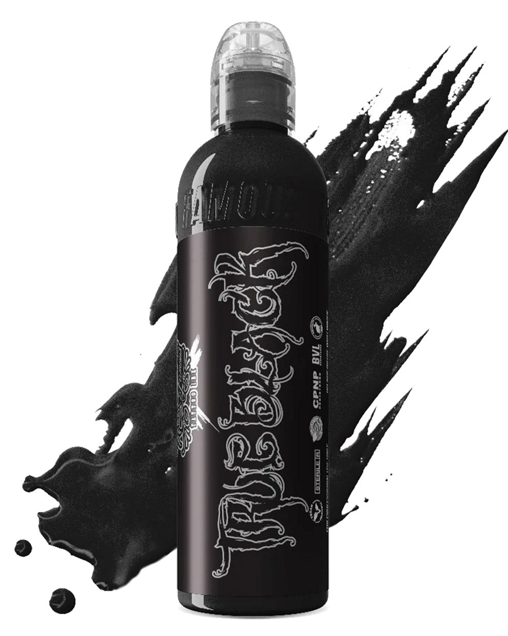 World Famous Black Tattoo Ink True Black 120ml 4oz professional black tattoo ink for consistent flow bold lines and smooth shading COZ Tattoo Supplies